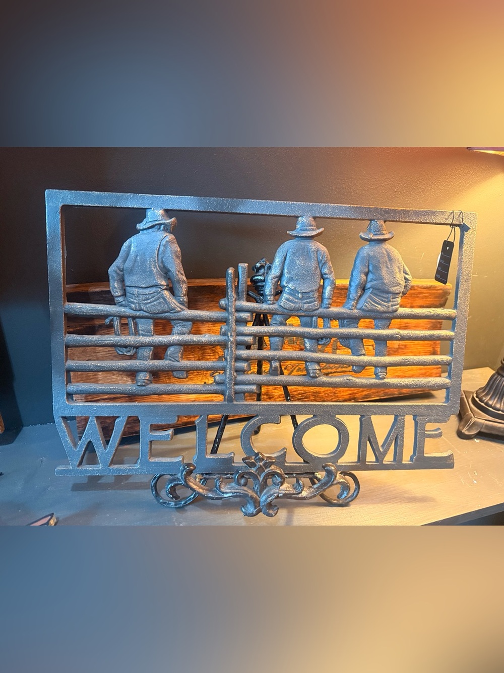 Rustic Cowboy Welcome Wall Decor - Gray
